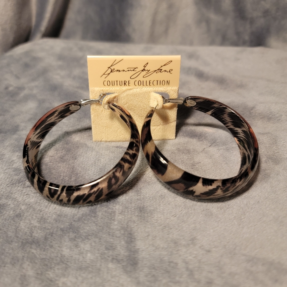 Kenneth Jay Lane Leopard Hoop Earrings